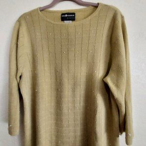 Beaded Sweater with grid detail, size 2X